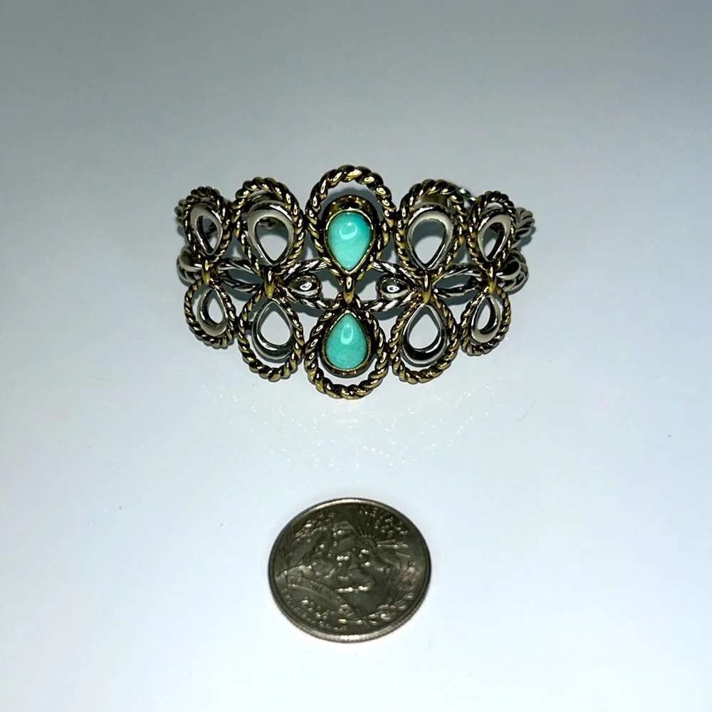 NWOT Carolyn Pollack American West Sterling Silver Brass Turquoise Bracelet Boho